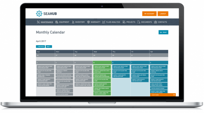 Seahub - Yacht Maintenance Software View tasks in the Maintenance calendar or in list form